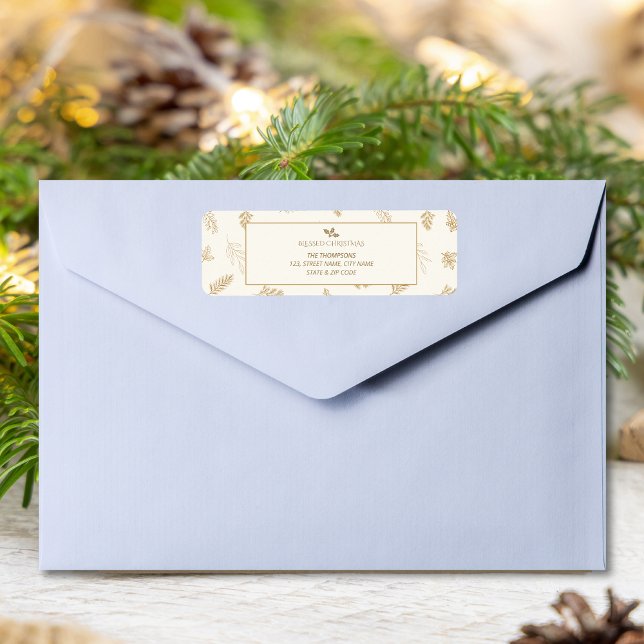 Elegant Gold Winter Leaves Label (Creator Uploaded)