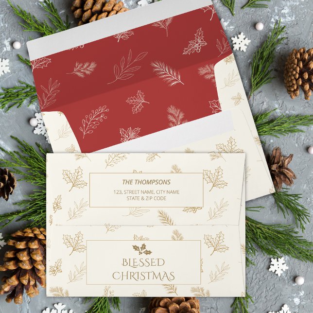 Elegant Gold Winter Leaves Red Envelope (Creator Uploaded)