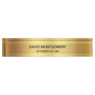 Elegant Gold with Black Typography Lawyer Desk Name Plate