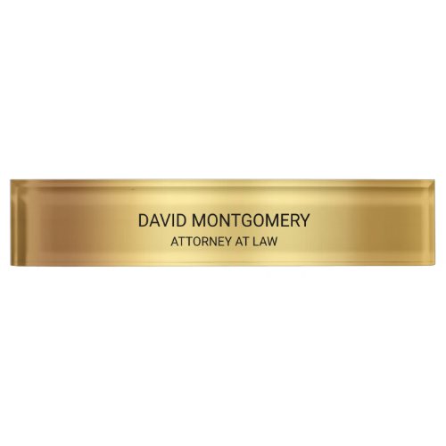 Elegant Gold with Black Typography Lawyer Desk Name Plate