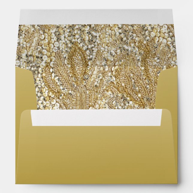 Elegant Gold with Faux Sequins Envelope (Back (Bottom))
