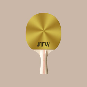 Elegant Gold with Monogram Template Ping Pong Paddle