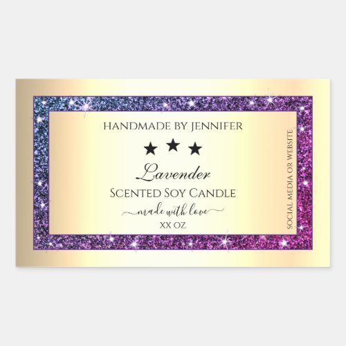 Elegant Gold with Purple Glitter Product Labels