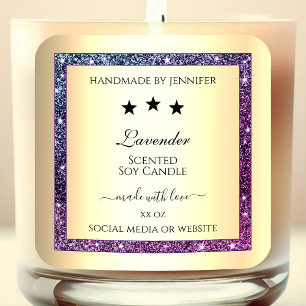 Elegant Gold with Purple Glitter Product Labels