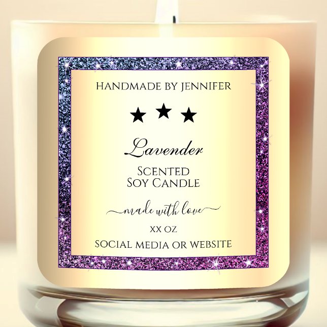 Elegant Gold with Purple Glitter Product Labels (Creator Uploaded)