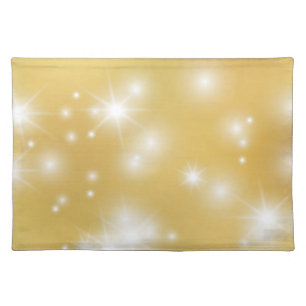Elegant Gold with White Star Bursts Cloth Placemat