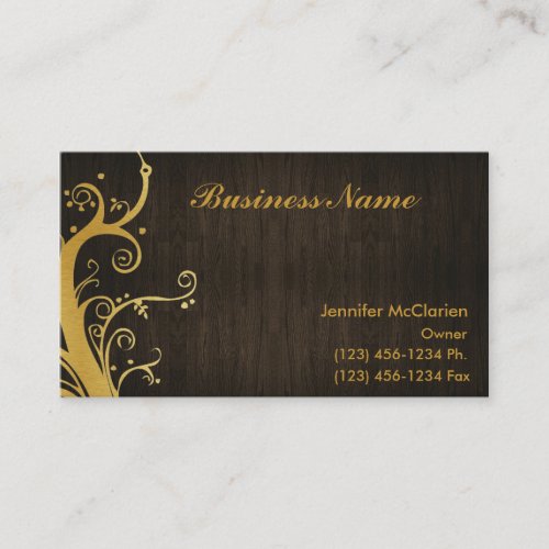Elegant Gold &amp; Wood grain Business Card