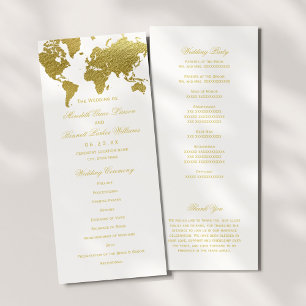 Elegant Gold World Map Wedding Ceremony Program