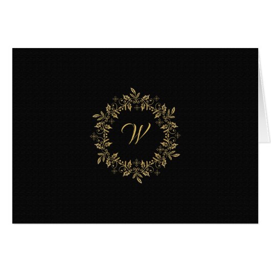 Elegant Gold Wreath (Horizontal) Holiday PhotoCard (Front Horizontal)