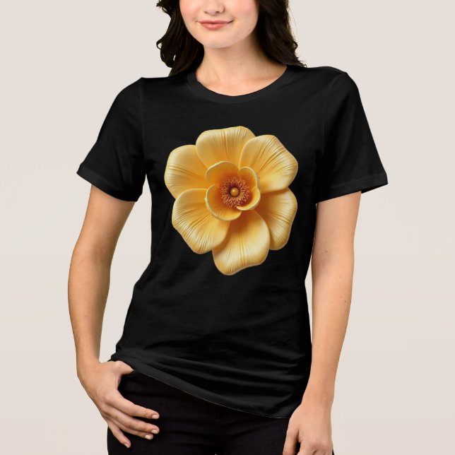 Elegant Gold-Yellow Flower Bella+Canvas Tri-Blend Shirt (Front)