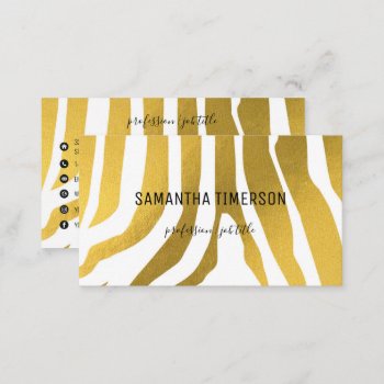 Elegant Gold Zebra Stripes Modern Professional Business Card by idovedesign at Zazzle