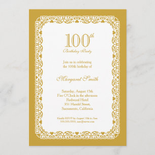 Elegant golden 100th birthday party Invitation