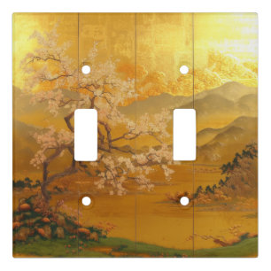 Elegant Golden 17th Century Japanese Panel Style  Light Switch Cover