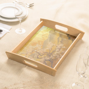 Elegant Golden 17th Century Japanese Panel Style Serving Tray
