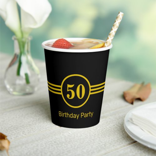 Elegant Golden 50th 60th 70th 80th Birthday Party Paper Cups