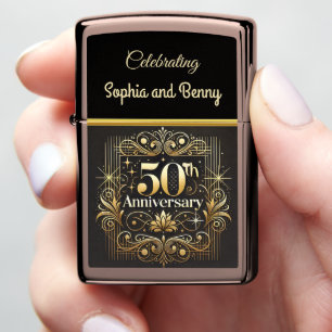 Elegant Golden 50th Anniversary Design G Zippo Lighter