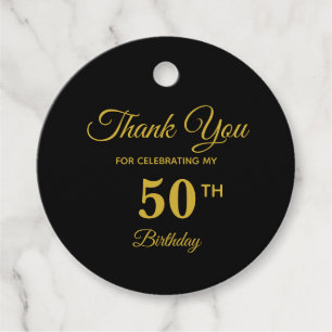 Elegant Golden 50th Birthday Thank You Favor Tags