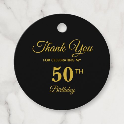 Elegant Golden 50th Birthday Thank You Favor Tags
