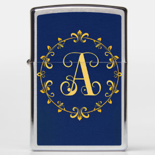 Elegant Golden A Letter Monogram Zippo Lighter