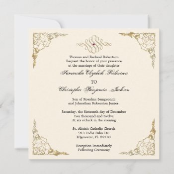 Elegant Golden Accent Gold Wedding Invite by ForeverAndEverAfter at Zazzle