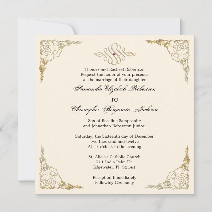 Elegant Golden Accent Gold Wedding Invite | Zazzle