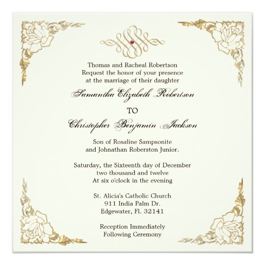 Elegant Golden Accent Gold Wedding Invite | Zazzle.com