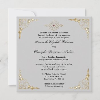 Elegant Golden Accent Gold Wedding Invite by ForeverAndEverAfter at Zazzle