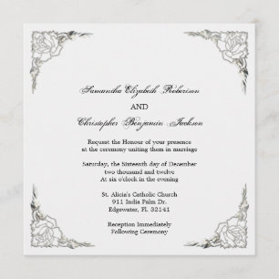 Elegant Golden Accent Silver Wedding Invite