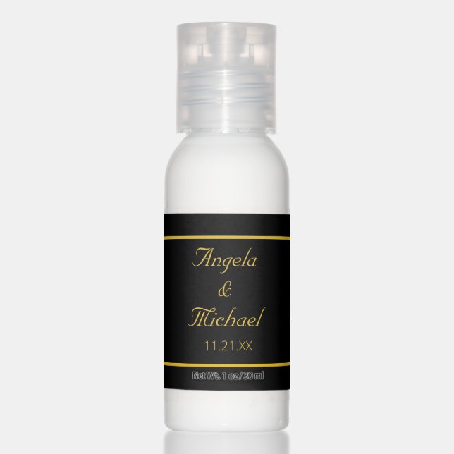 Elegant golden and black Wedding favor Hand Lotion (Front)