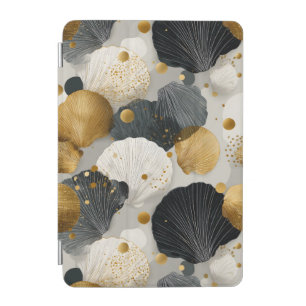 Elegant Golden and Charcoal Scallop Shell Pattern iPad Mini Cover