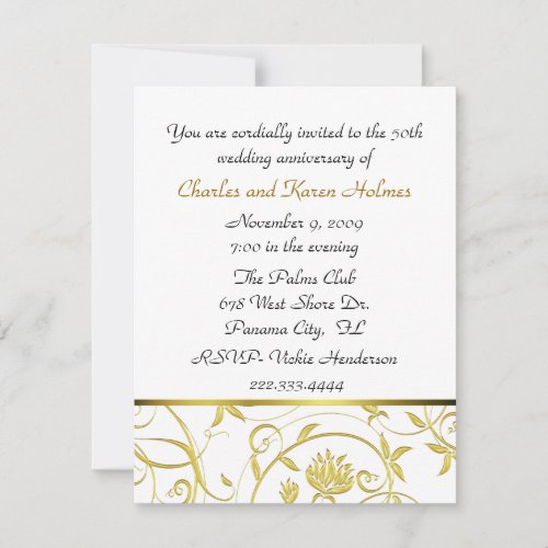 Elegant  Golden Anniversary Invitation