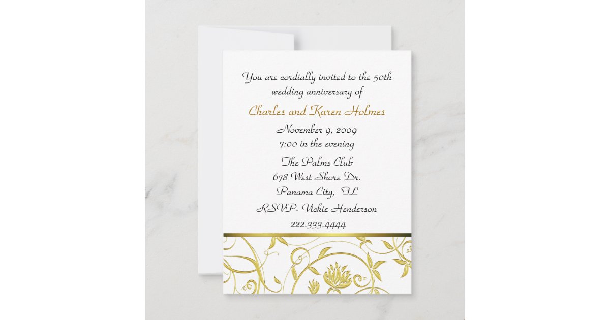 Elegant Golden Anniversary Invitation | Zazzle