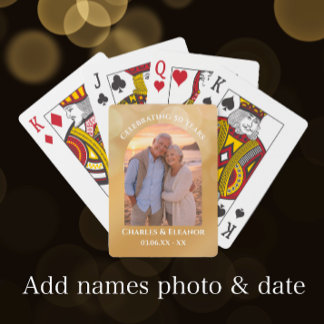 Elegant Golden Arch Photo 50th Anniversary Gift Poker Cards