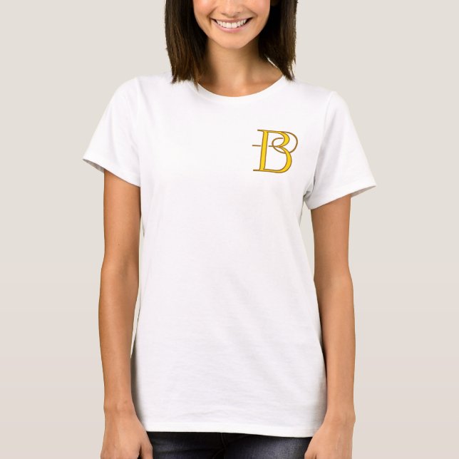 Elegant golden art nouveau monogram B personal T-Shirt (Front)