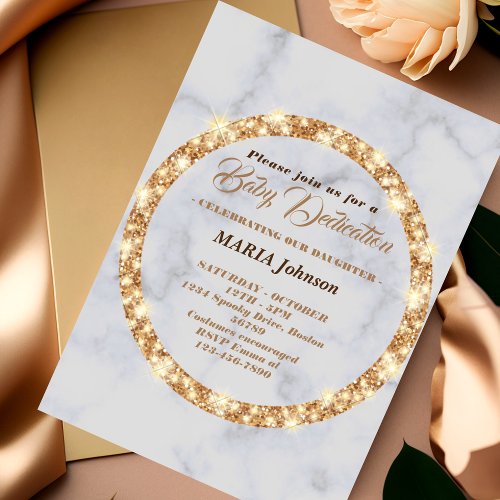  elegant golden baby dedication invitation