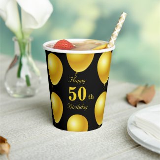 Elegant Golden Balloons 50th 60th 70th Birthday