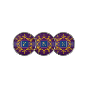 Elegant Golden Baroque Letter E Golf Ball Marker