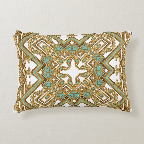 Elegant golden baroque ornamental design accent pillow