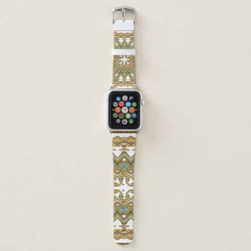Elegant golden baroque ornamental design apple watch band