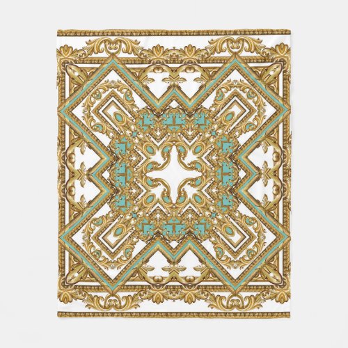 Elegant golden baroque ornamental design fleece blanket
