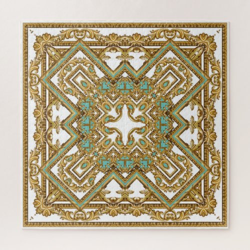 Elegant golden baroque ornamental design jigsaw puzzle