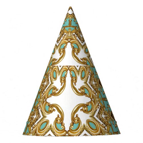 Elegant golden baroque ornamental design party hat
