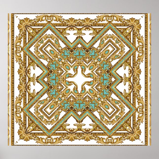 Elegant golden baroque, ornamental design. poster (Front)