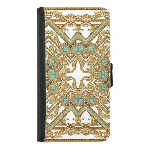 Elegant golden baroque ornamental design samsung galaxy s5 wallet case
