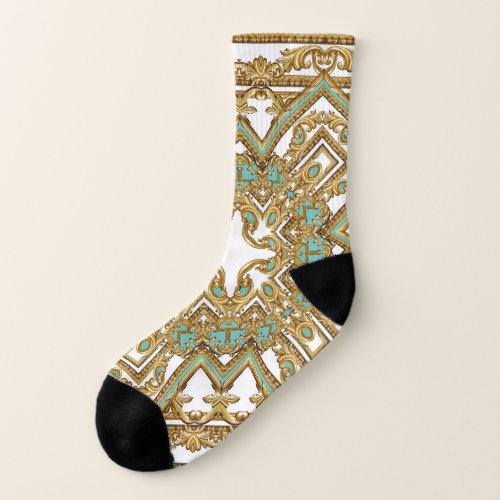 Elegant golden baroque ornamental design socks