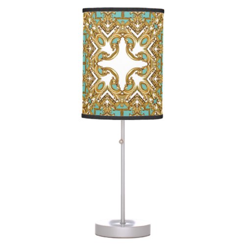 Elegant golden baroque ornamental design table lamp