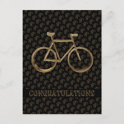 Elegant Golden Bike Bicycle Cycling Cyclist Postcard