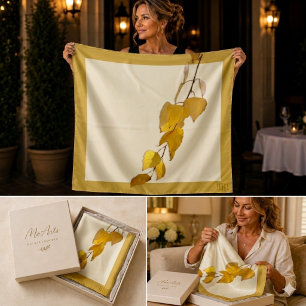 Elegant Golden Birch Leaf Christmas Gift Scarf