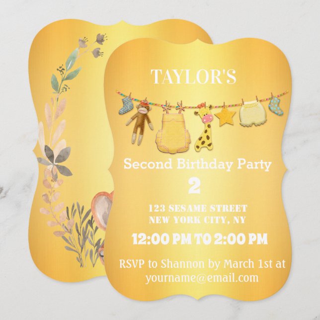 Elegant golden birthday invitation (Front/Back)