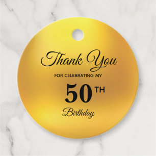 Elegant Golden Birthday Thank You Favor Tags